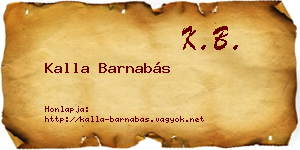 Kalla Barnabás névjegykártya